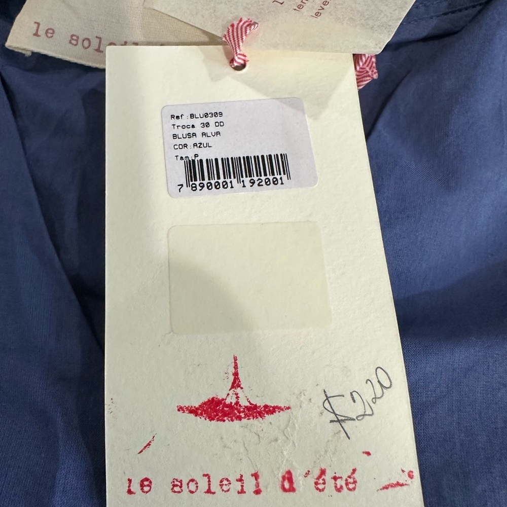 NWT le soleil d’ete blue top size small - Picture 5 of 9